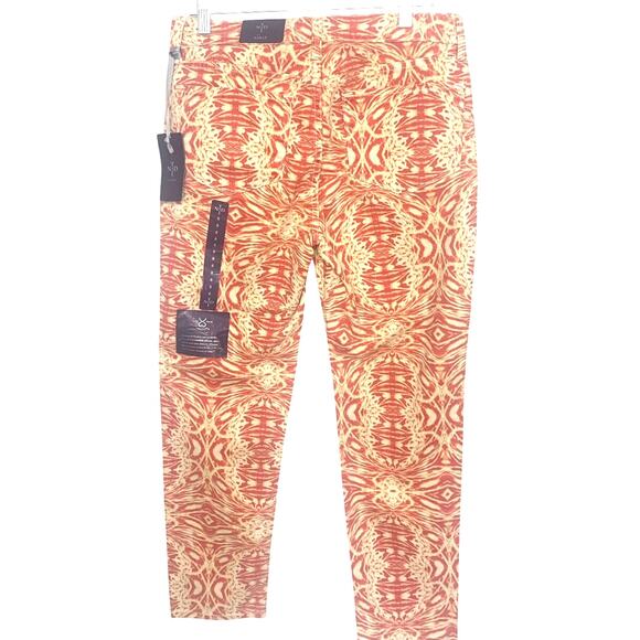 NEW NYDJ Ankle Jeans 8 Orange Print Straight Leg HR Lift Tuck Slimming USA - Picture 2 of 14